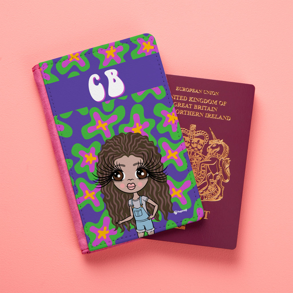 ClaireaBella Girls Personalised Flower Power Passport Cover