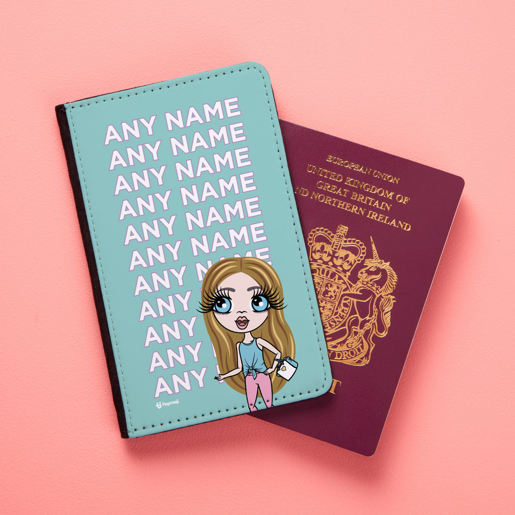 ClaireaBella Girls Turquoise Multiple Name Passport Cover