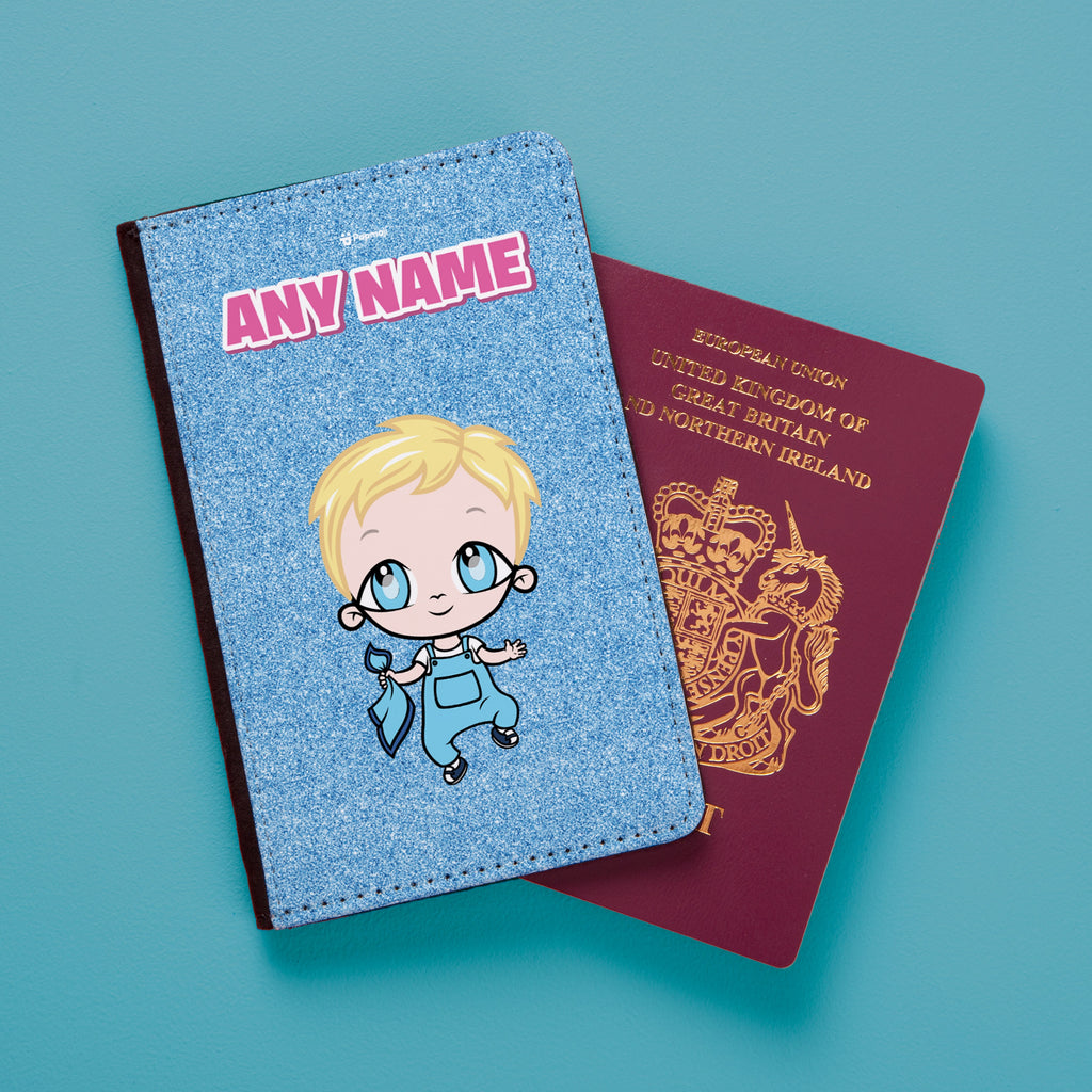 Early Years Boys Personalised Blue Glitter Effect Passport Cover
