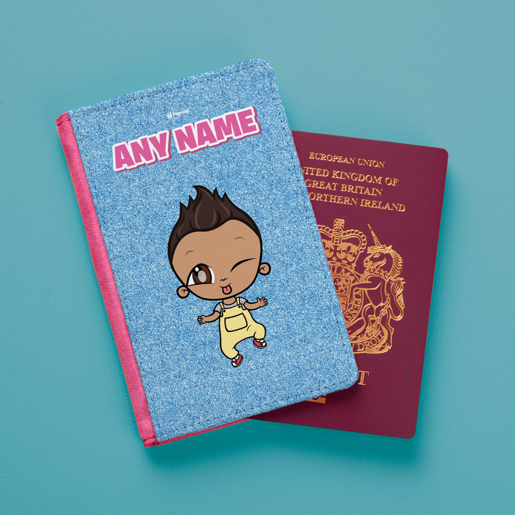 Early Years Boys Personalised Blue Glitter Effect Passport Cover