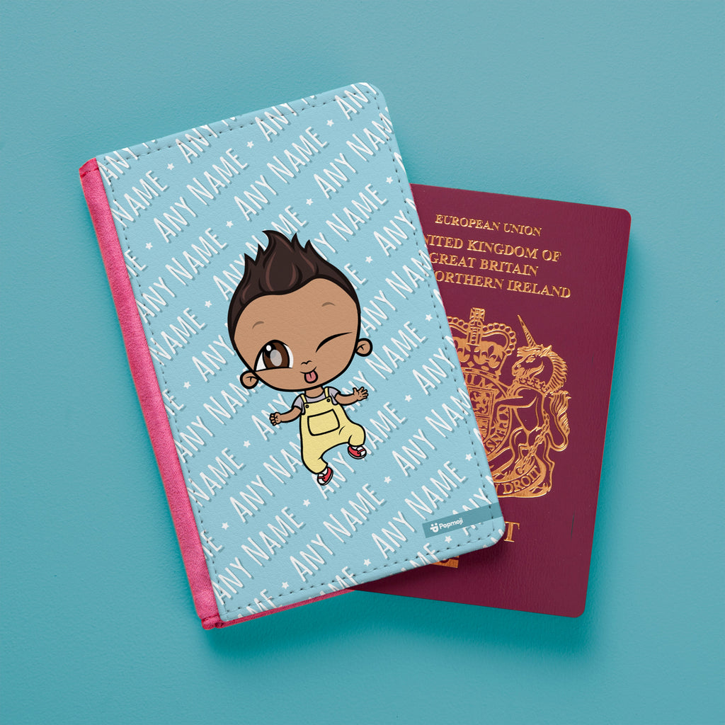 Early Years Boys Personalised Blue Typography Passport Cover