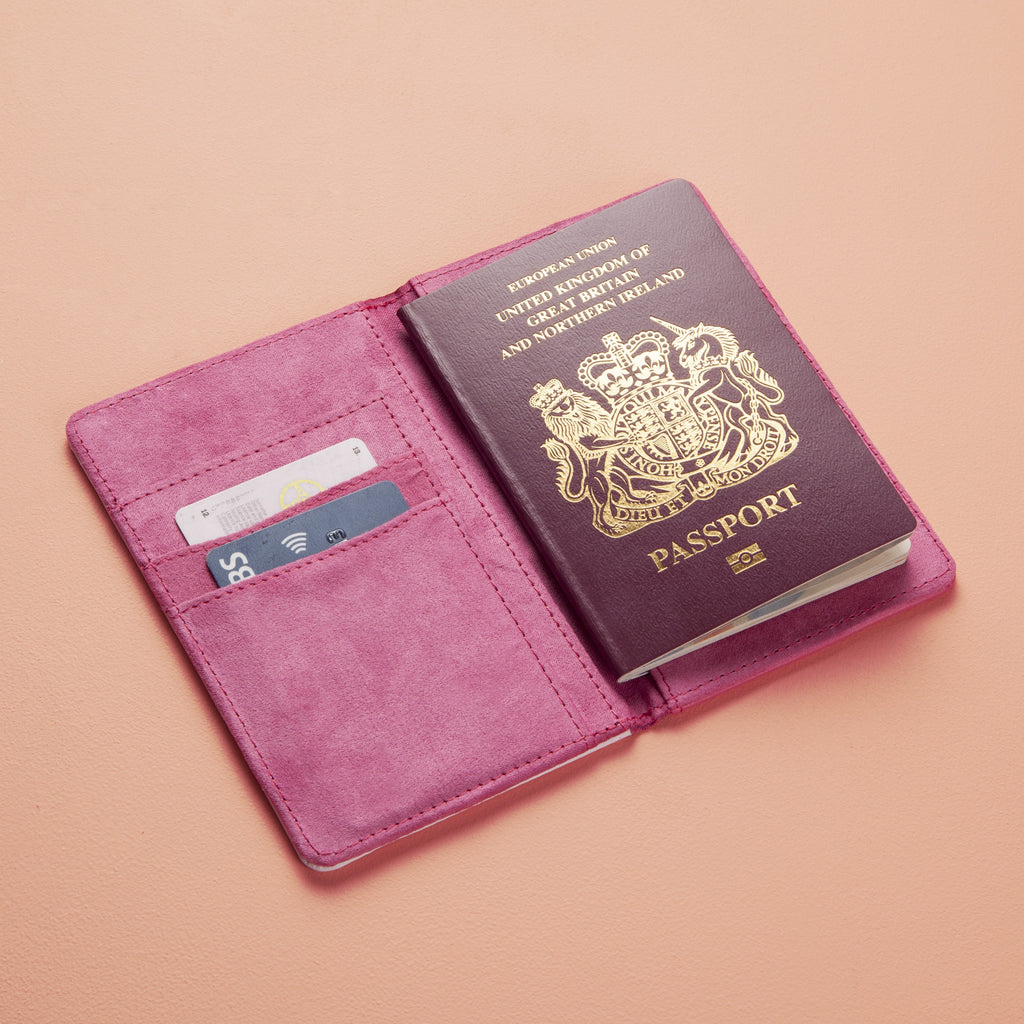 ClaireaBella Girls Personalised Pink Stripe Passport Cover