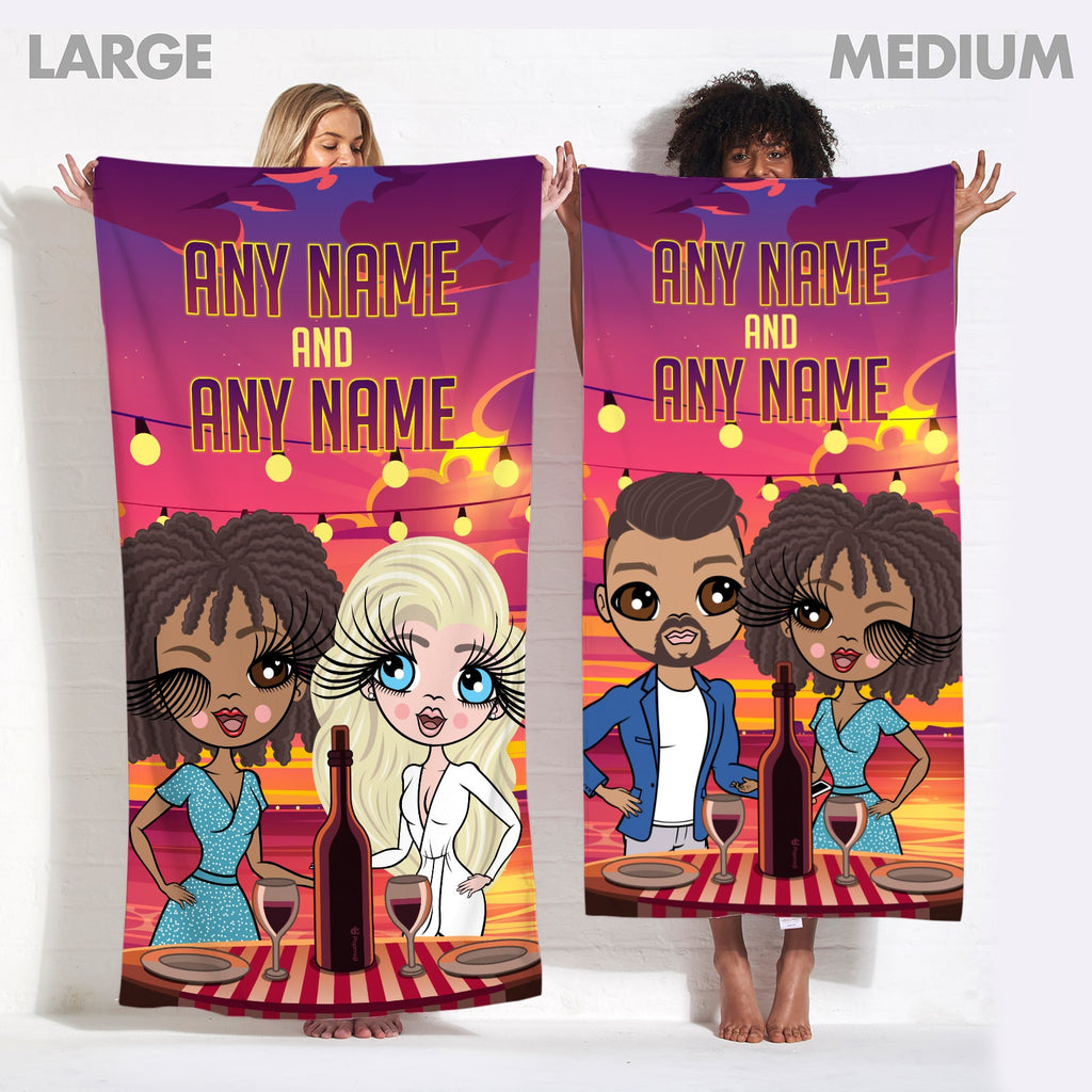 Multi Character Romantic Meal Beach Towel