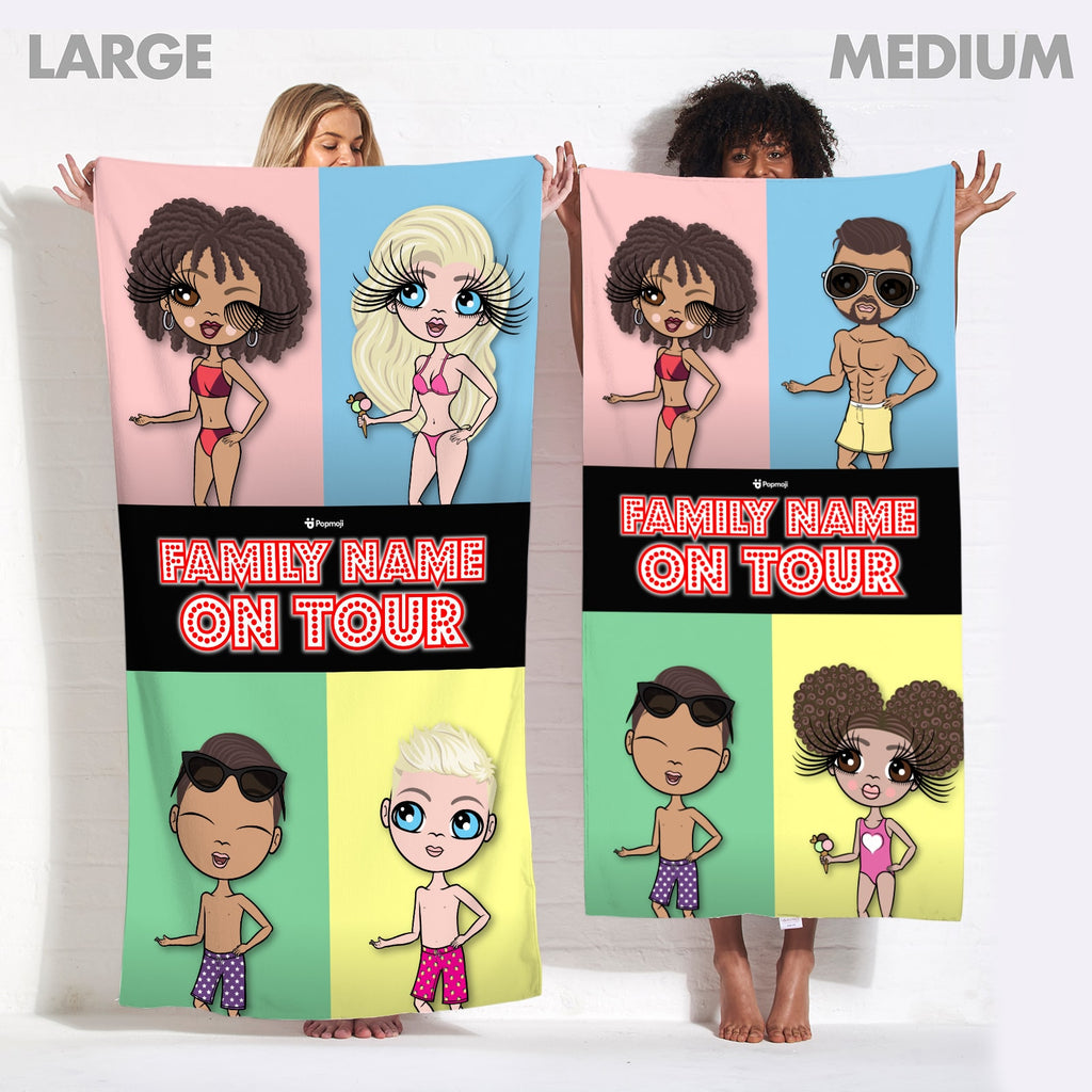 Multi Character Family Of 4 Beach Towel