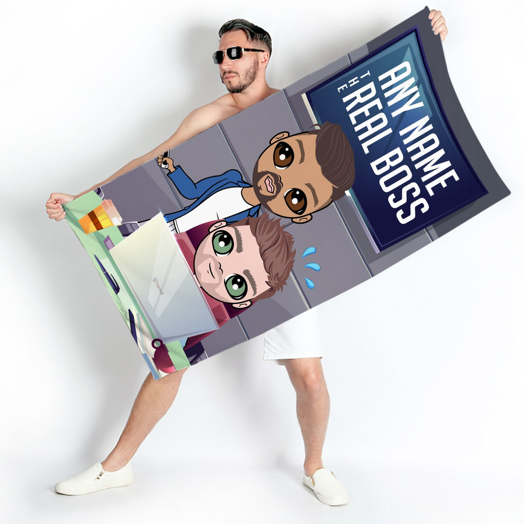 Multi Character Couples The Real Boss Beach Towel