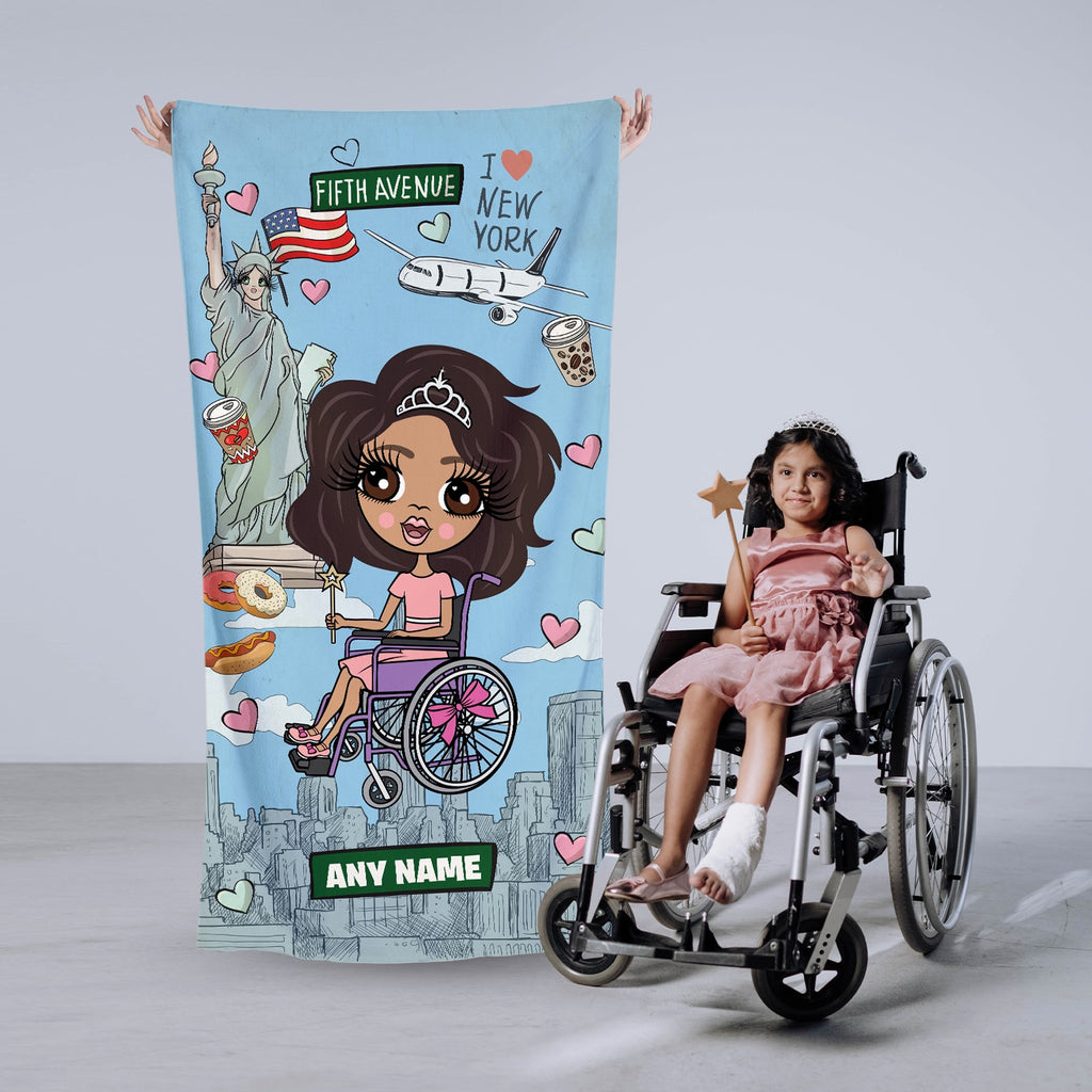 ClaireaBella Girls Love NY Wheelchair Beach Towel