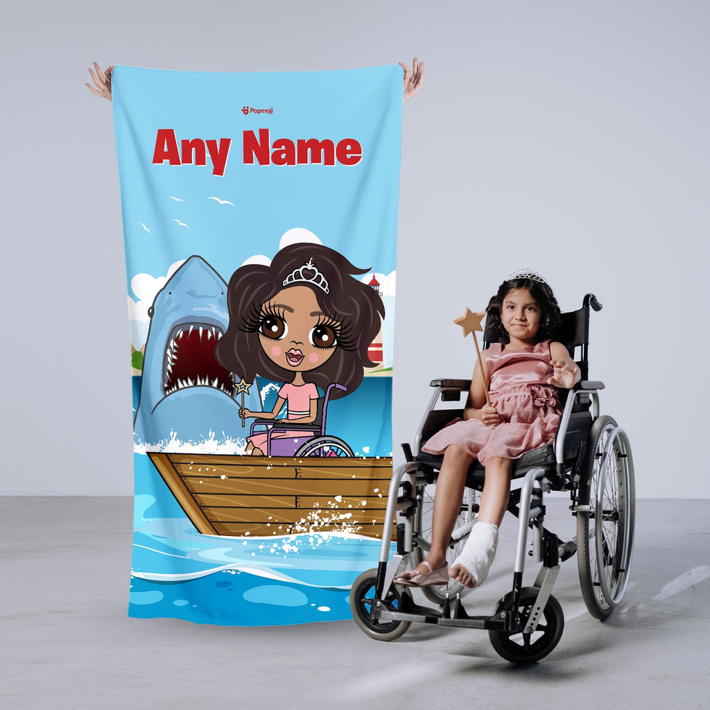 ClaireaBella Girls Shark Attack Wheelchair Beach Towel
