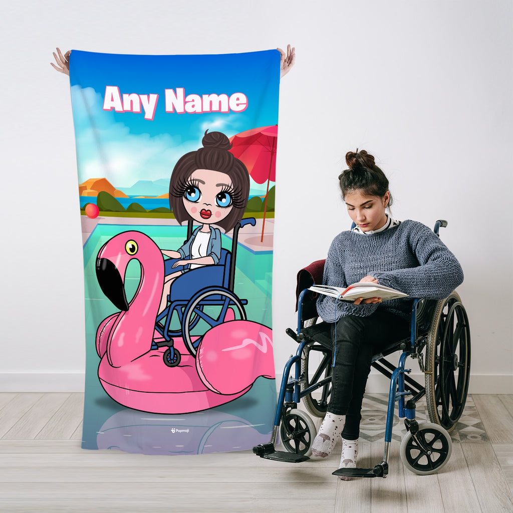 ClaireaBella Flamingo Float Wheelchair Beach Towel