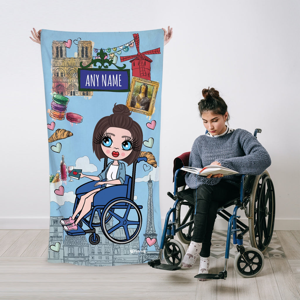 ClaireaBella Love Paris Wheelchair Beach Towel
