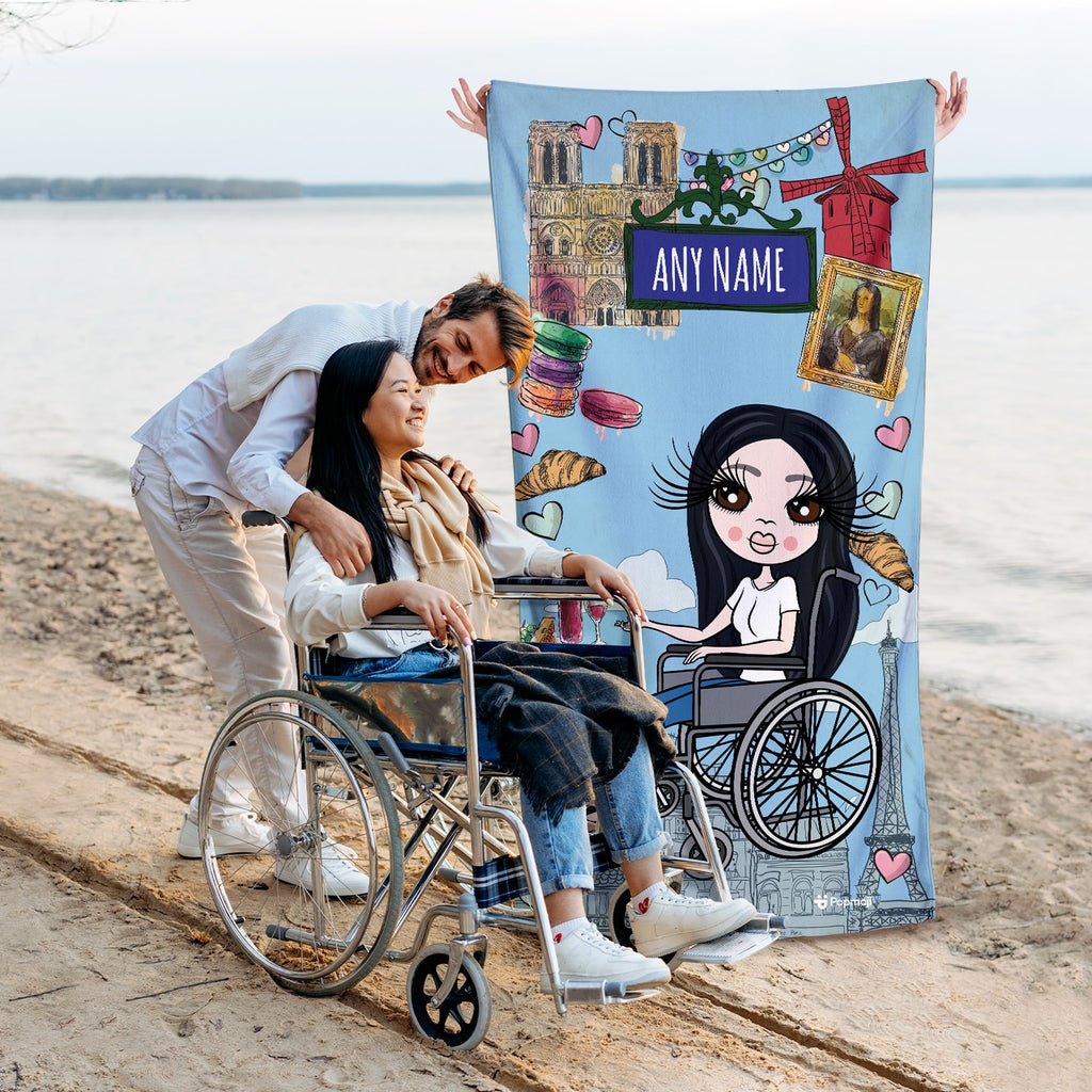 ClaireaBella Love Paris Wheelchair Beach Towel