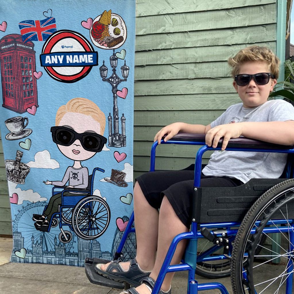 Jnr Boys Love London Wheelchair Beach Towel