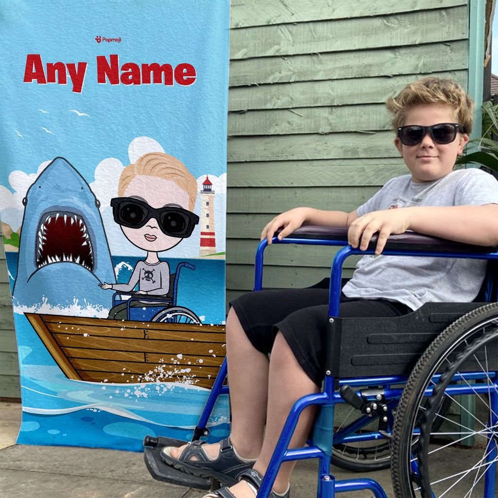 Jnr Boys Shark Attack Wheelchair Beach Towel