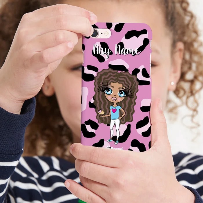 ClaireaBella Girls Personalised Lilac Leopard Phone Case