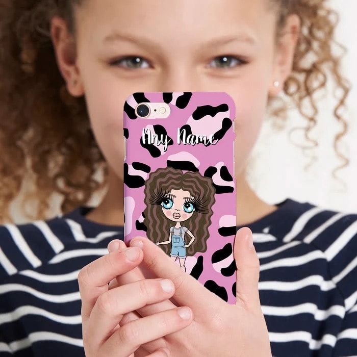 ClaireaBella Girls Personalised Lilac Leopard Phone Case