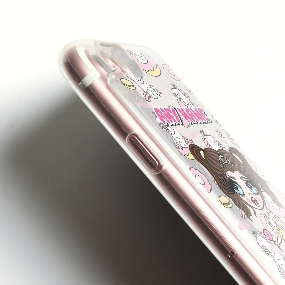ClaireaBella Girls Doughnut Liquid Glitter Phone Case - Silver