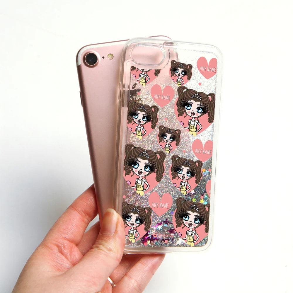 ClaireaBella Girls Emoji Liquid Glitter Phone Case - Silver