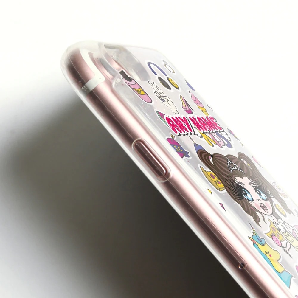 ClaireaBella Girls Stickers Liquid Glitter Phone Case - Silver