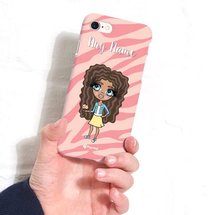ClaireaBella Girls Personalised Pink Zebra Phone Case