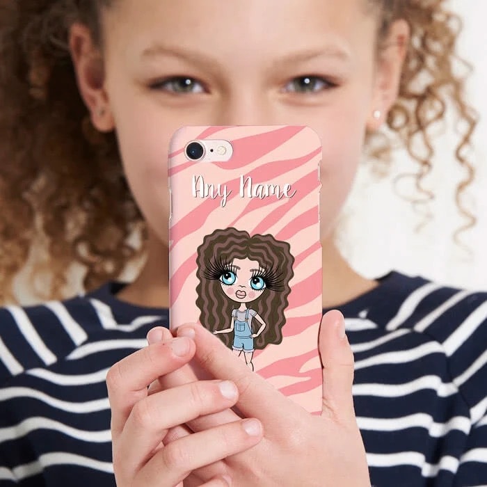 ClaireaBella Girls Personalised Pink Zebra Phone Case