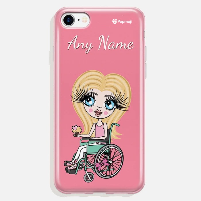 ClaireaBella Girls Wheelchair Personalised Pink Phone Case
