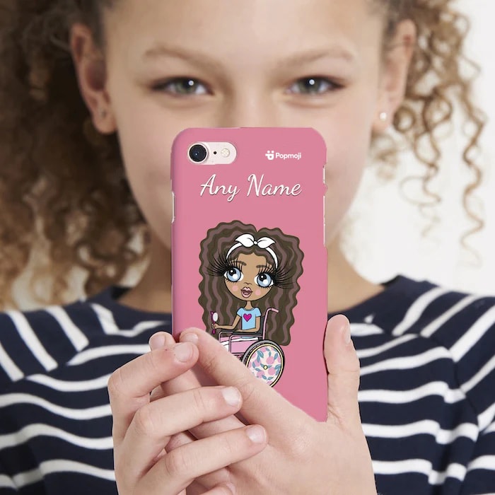 ClaireaBella Girls Wheelchair Personalised Pink Phone Case