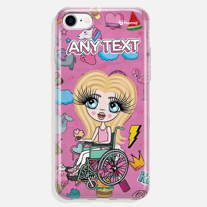 ClaireaBella Girls Wheelchair Personalised Stickers Print Phone Case