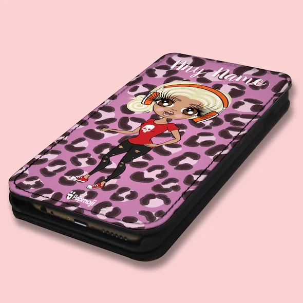 ClaireaBella Personalised Lilac Leopard Flip Phone Case