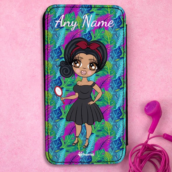ClaireaBella Personalised Neon Leaf Flip Phone Case