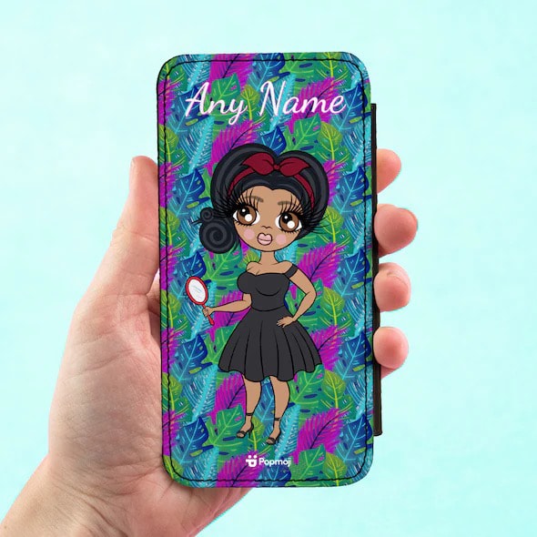 ClaireaBella Personalised Neon Leaf Flip Phone Case