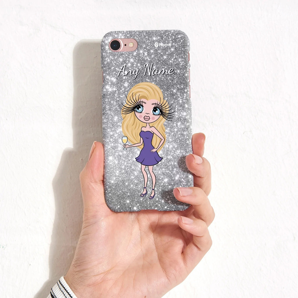 ClaireaBella Personalised Glitter Effect Phone Case - Silver