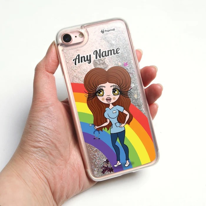 ClaireaBella Rainbow Liquid Glitter Phone Case - Silver