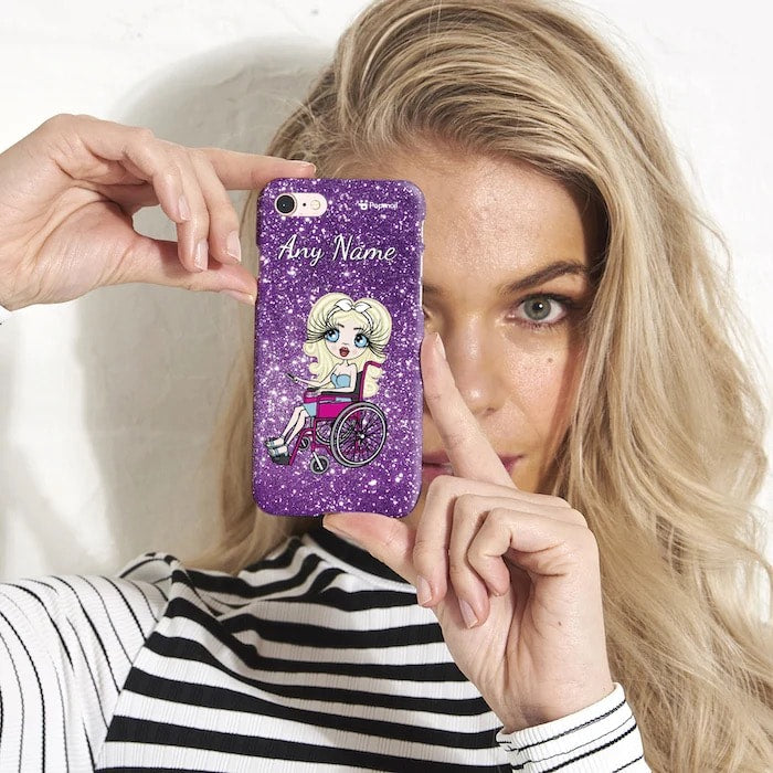 ClaireaBella Wheelchair Personalised Glitter Effect Phone Case - Purple