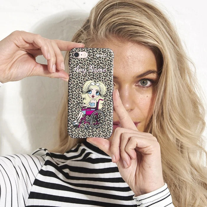 ClaireaBella Wheelchair Personalised Leopard Print Phone Case