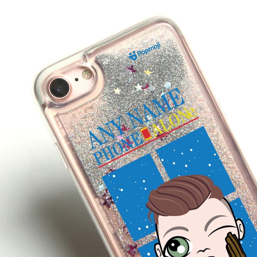 Jnr Boys Phone Alone Liquid Glitter Phone Case - Silver