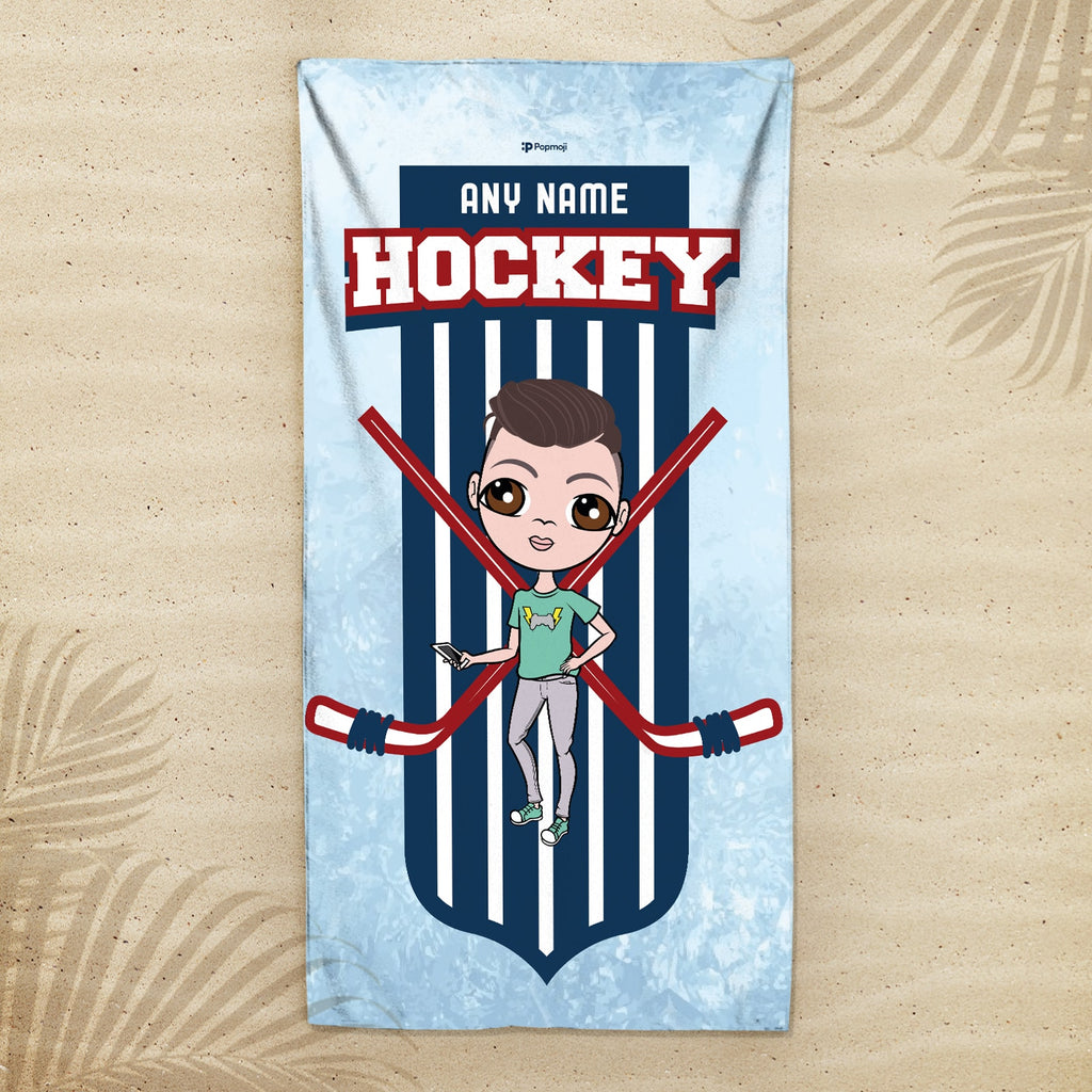 Jnr Boys Ice Hockey Emblem Beach Towel