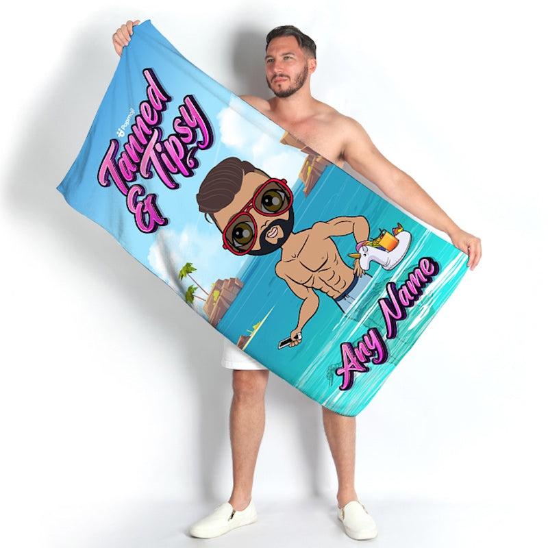 MrCB Personalised Tanned & Tipsy Trip Beach Towel - Image 1