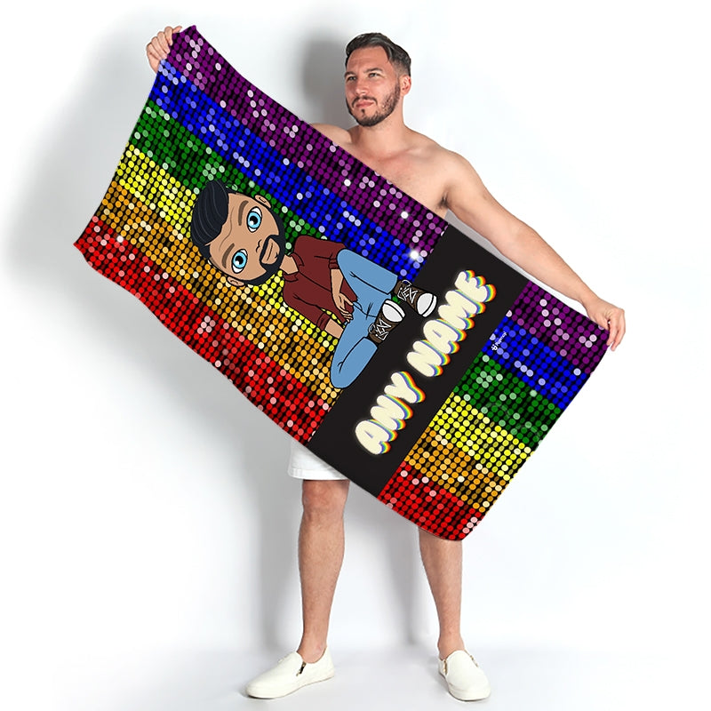 MrCB Glitter Pride Flag Beach Towel - Image 2