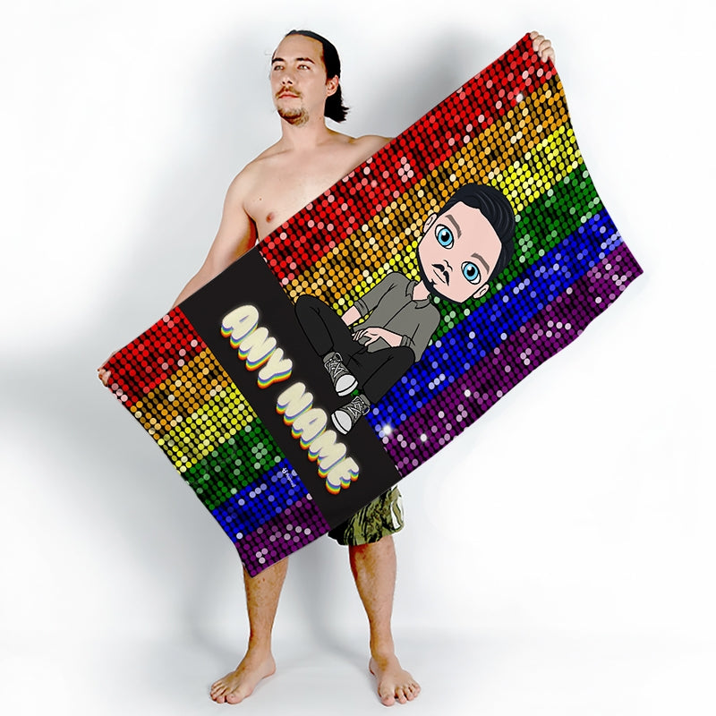 MrCB Glitter Pride Flag Beach Towel - Image 3