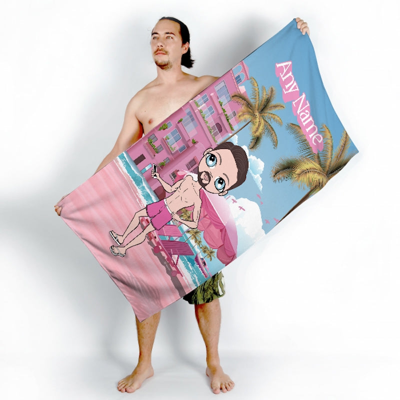 MrCB Personalised Pink Seaside Beach Towel - Image 2