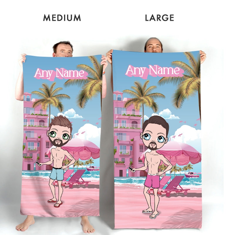 MrCB Personalised Pink Seaside Beach Towel - Image 3