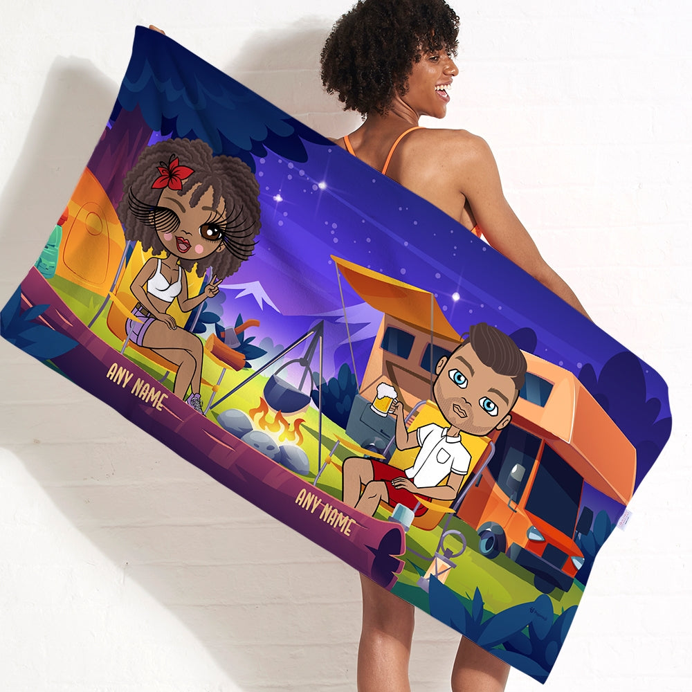 Multi Character Couples Night Camping Beach Towel - Image 3