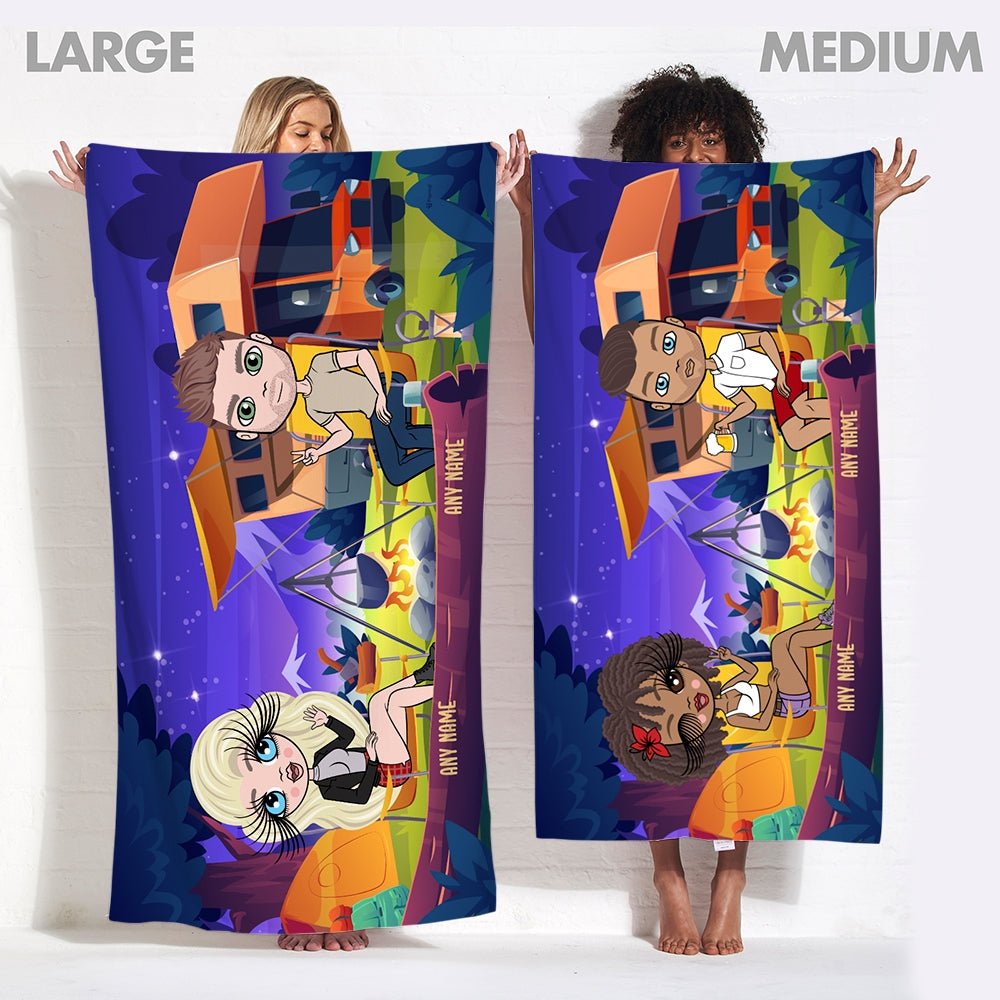 Multi Character Couples Night Camping Beach Towel - Image 4