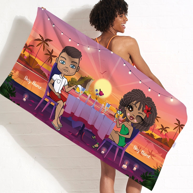 Multi Character Couples Exotic Date Beach Towel - Image 4