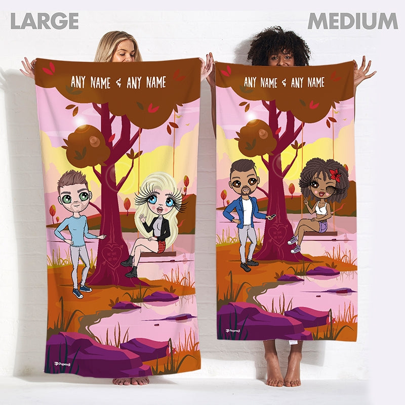 Multi Character Couples Love Tree Beach Towel - Image 3