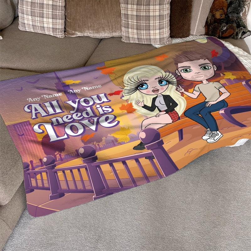 Multi Character Couples All You Need Is Love Fleece Blanket - Image 3