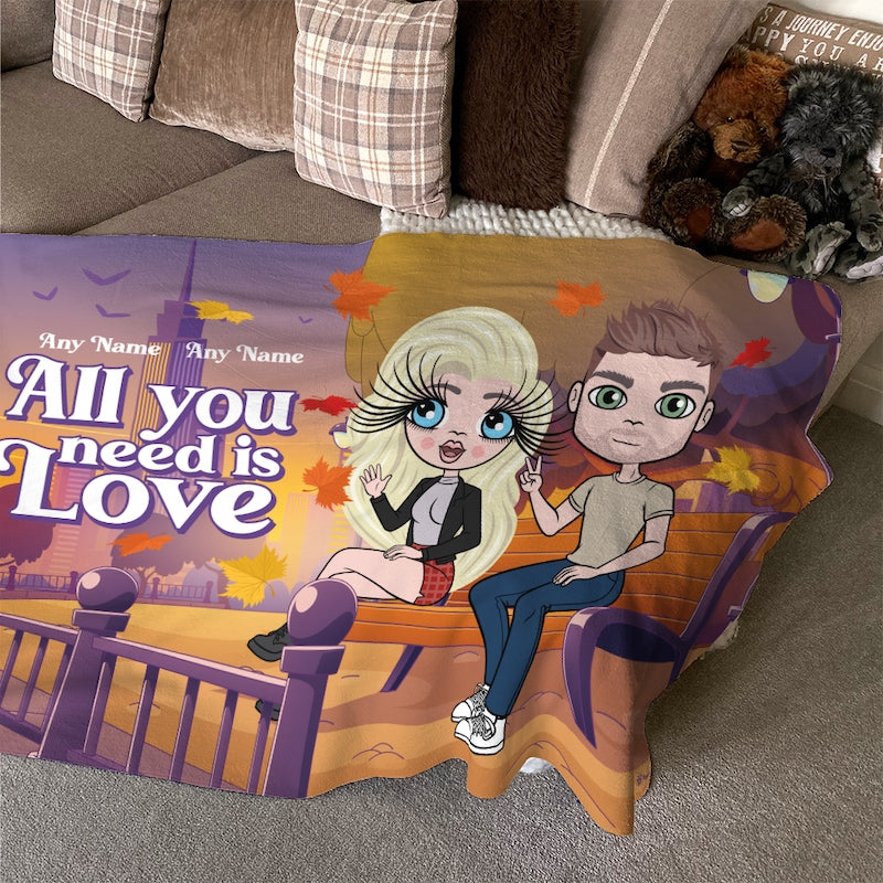 Multi Character Couples All You Need Is Love Fleece Blanket - Image 1