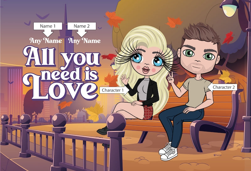 Multi Character Couples All You Need Is Love Fleece Blanket - Image 2