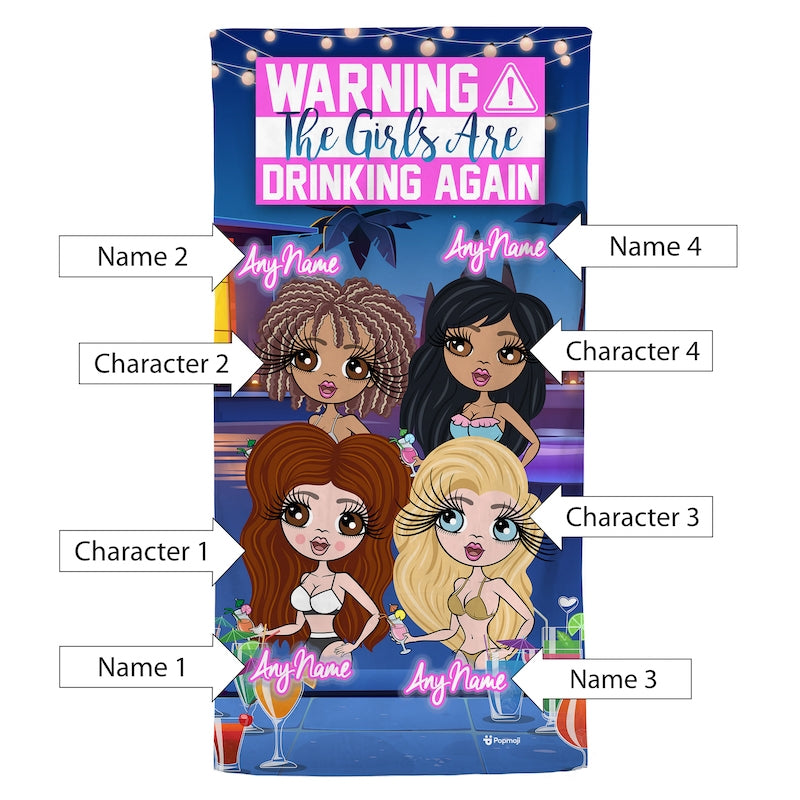 Multi Character Personalised Girls Trip Are Drinking Again Beach Towel - 4 Women - Image 2