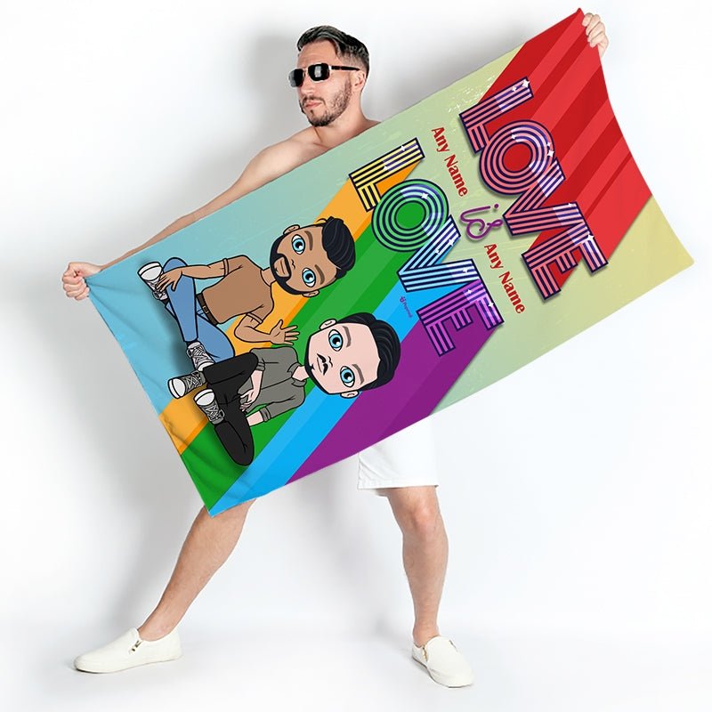 Multi Character Couples Love Is Love Beach Towel - Image 1
