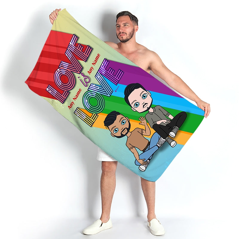 Multi Character Couples Love Is Love Beach Towel - Image 5